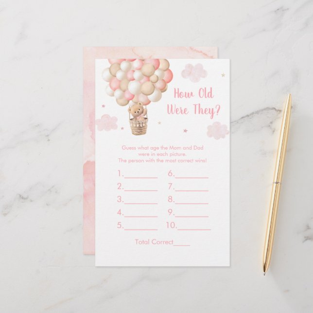 Papier Teddy Bear Hot Air Balloon How Old Were They Game (Devant/Arrière en situation)