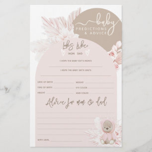 Papier Teddy Bear Modern Boho Girl jeu Baby shower