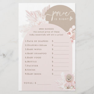 Papier Teddy Bear Modern Boho Girl jeu Baby shower