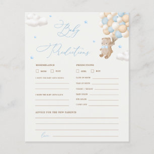 Papier Teddy Bear Prédictions & Conseils Baby shower Jeu