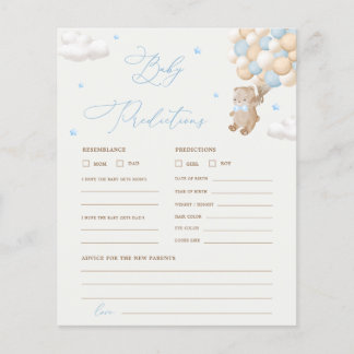 Papier Teddy Bear Prédictions & Conseils Baby shower Jeu