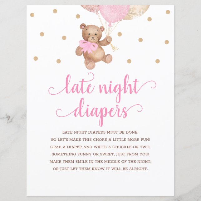 Papier Teddy Bear Rose Et Or Late Night Diapos Jeu (Devant)