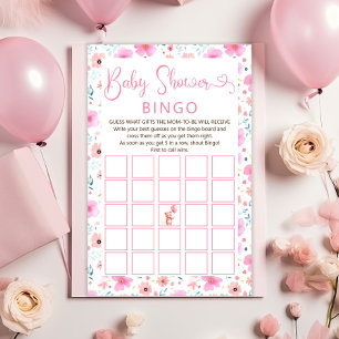 Papier Teddy Bear Rose Floral Girl Baby shower Bingo Jeu