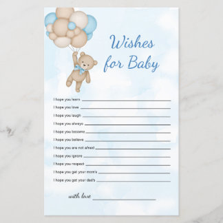 Papier Teddy Bear Wishes for baby game