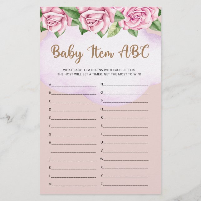 Papier Teddy ours fille baby shower bébé objet ABC jeu (Devant)