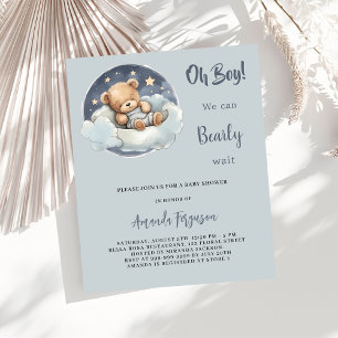 Papier Teddy ours garçon nuage budget baby shower invitat