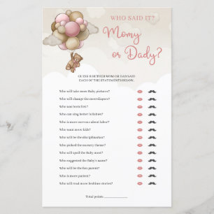 Papier Teddy ours rose brun ivoire maman ou papa jeu