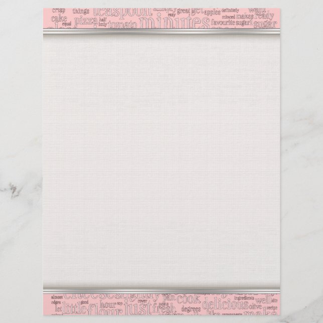 Papier Termes culinaires Mot Cloud Document d'écriture (Devant)