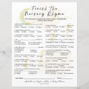 Papier Terminer le jeu de Baby shower de rime de la pépin