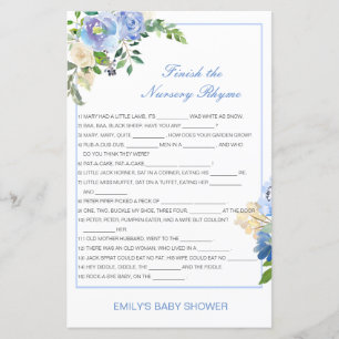 Papier Terminer le rime de la pépinière avec réponse