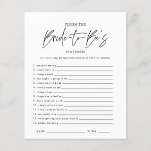 Papier Terminez la phrase Jeu de Baby Shower / Mariage