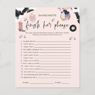 Papier Terminez Le Jeu De Bachelorette Disco Phrase