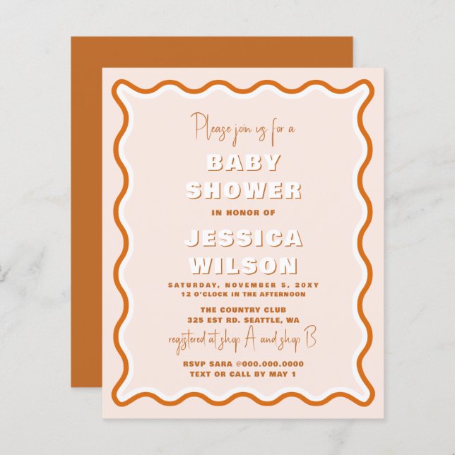 Papier Terracotta Genre Neutre Baby shower Invitation (Devant / Derrière)