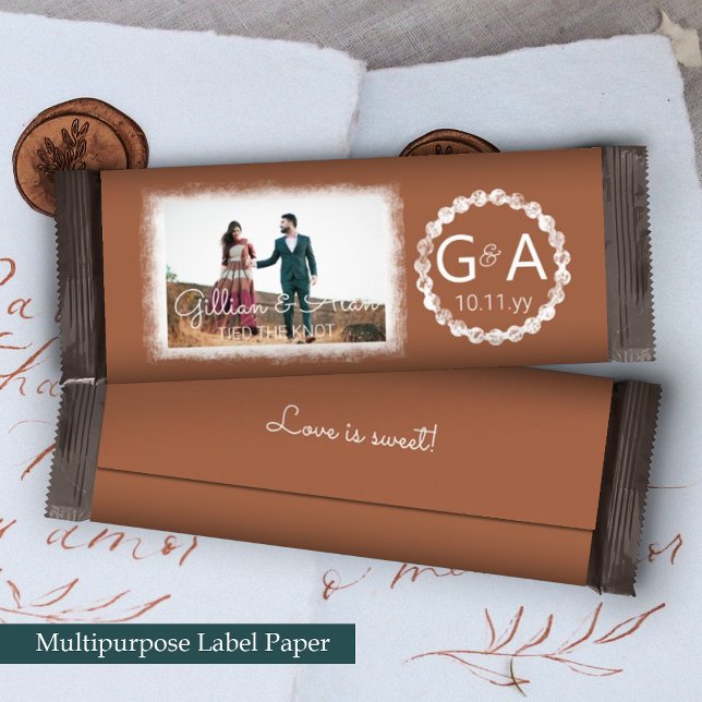 Papier Terracotta Mariage Budget do-it-yourself Candy Bar (burnt orange terracotta copper rust wedding party favor personalized candy bar label wrapper)
