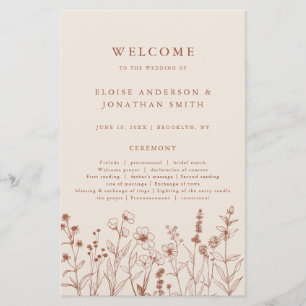Papier Terracotta Rustic Fall Fleur sauvage Wedding Progr