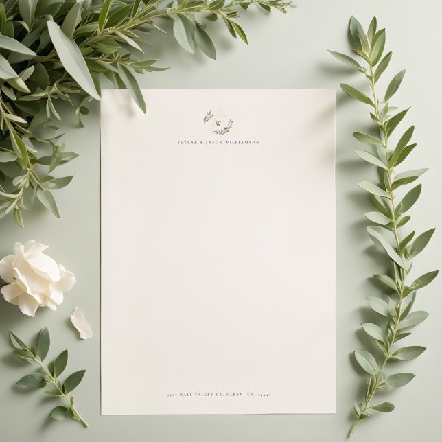 Papier Terrarium géométrique monogramme minimal en métal  (Minimal Foliage Gold Geometric Monogram Terrarium)