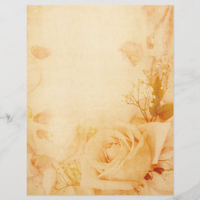 Papier Tête de lettre de parchemin de Rose romantique vin (Devant)