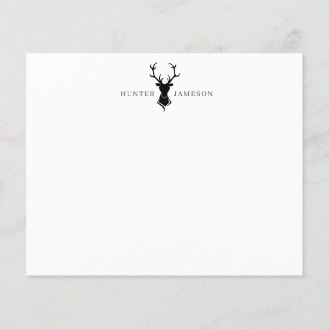 Papier Tête de stade Deer Antlers | Monogramme gris noir (Devant)