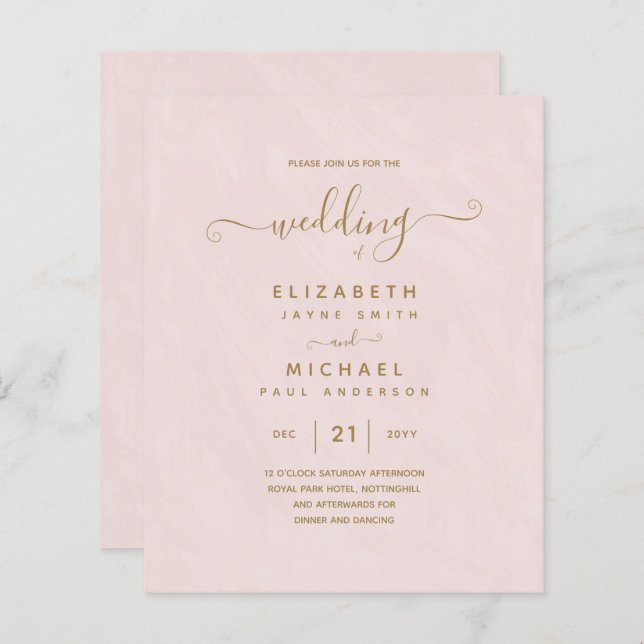 Papier Texte Or BUDGET Monochrome double face élégant (Devant / Derrière)