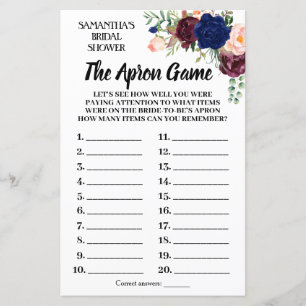 Papier Tha Apron nuptiale douche jeu anglais espagnol