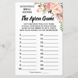 Papier Tha Apron nuptiale douche jeu anglais espagnol