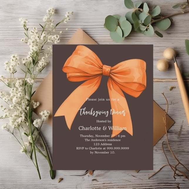 Papier Thanksgiving orange arc-brun invitation (Créateur téléchargé)