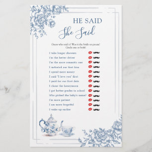 Papier Thé Nuptial Bleu Victorien Garden Il A Dit Qu'Elle