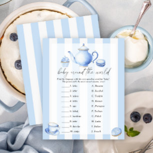 Papier Thé party bleu - Jeu bébé autour du monde
