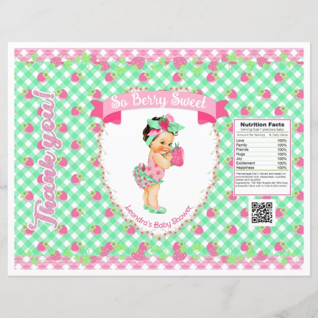 Papier Thème Bébé fraise Pink & Mint En vichy Chip Sac (Devant)