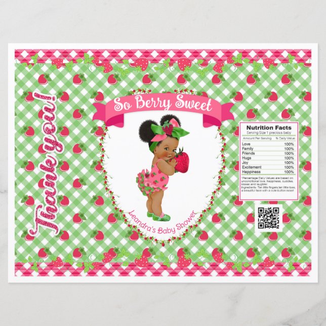 Papier Thème Bébé fraise Pink Vert En vichy Chip Sac (Devant)