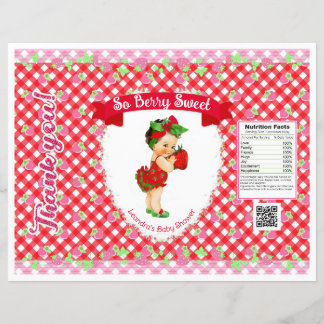 Papier Thème Bébé Fraise Sac à Puceaux Rouge Gingham