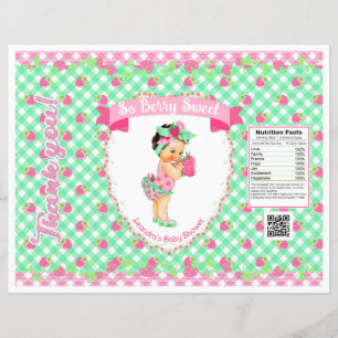 Papier Thème Bébé Fraise Sac à puces Rose & Gingham Menth