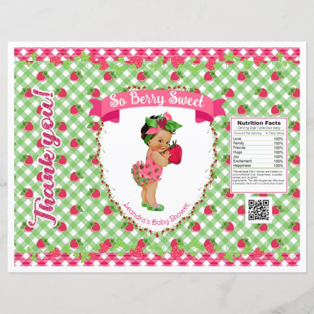 Papier Thème Bébé fraise Vert rose En vichy Chip Sac (Devant)