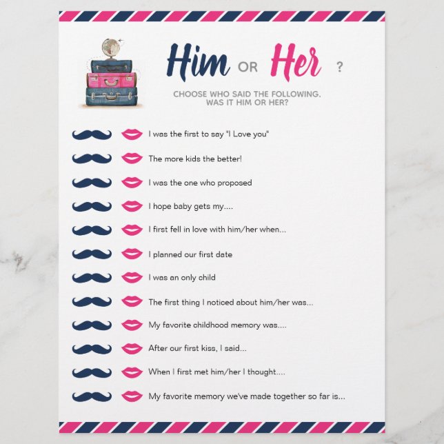 Papier Thème de la douche de voyage bébé nuptiale lui ou  (Devant)