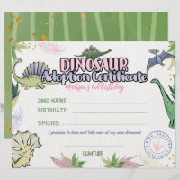 Thème Dinosaur Party, Certificat Dino Adoption