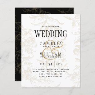 Papier Thème Mariage Cravate noire Vintage Gold Damask