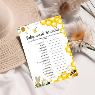 Papier Thèmes d'abeilles mot scramble jeu baby shower