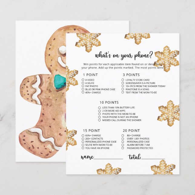 Papier Thèmes d'hiver ce qu'il y a sur votre jeu de télép (Devant / Derrière)