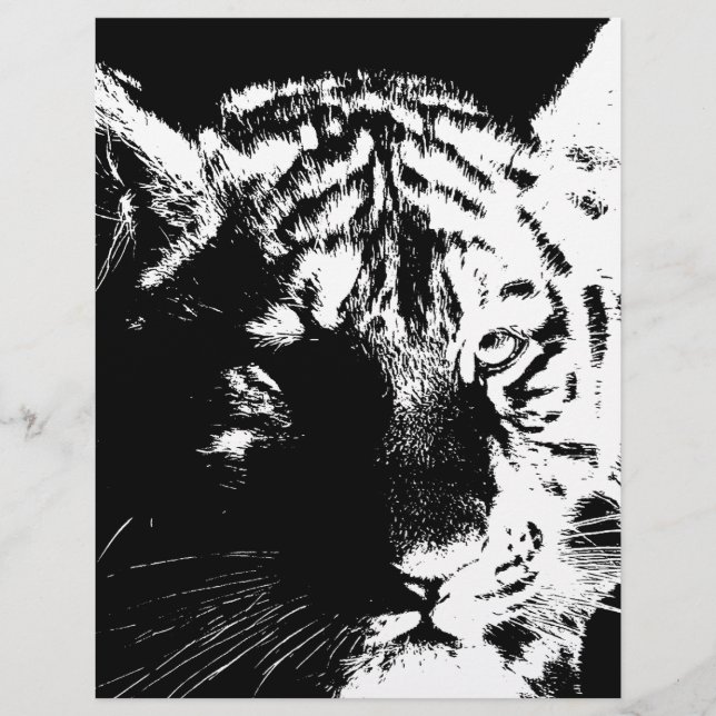 Papier Tigre noir et blanc Pop Art (Devant)