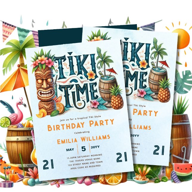 Papier TIKI ANNIVERSAIRE Tropical Luau Hawaiian Party (Créateur téléchargé)