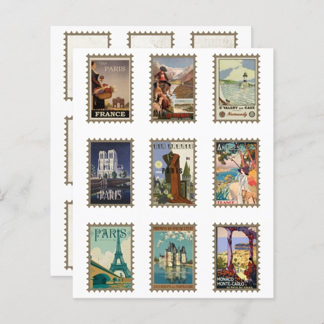 Papier Timbres de poste de voyage français recto verso 1  (Devant / Derrière)