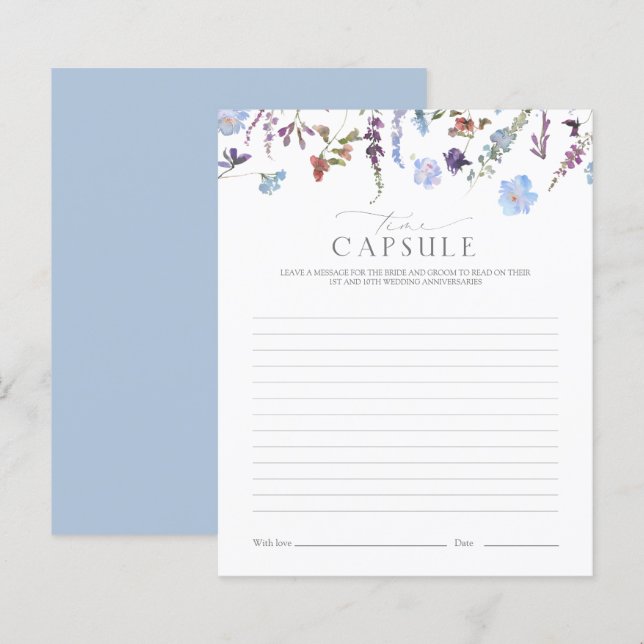 Papier Time Capsule Dusty Blue Fleur sauvage douche Jeu (Devant / Derrière)