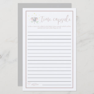 Papier Time Capsule Elephant Baby shower Jeu