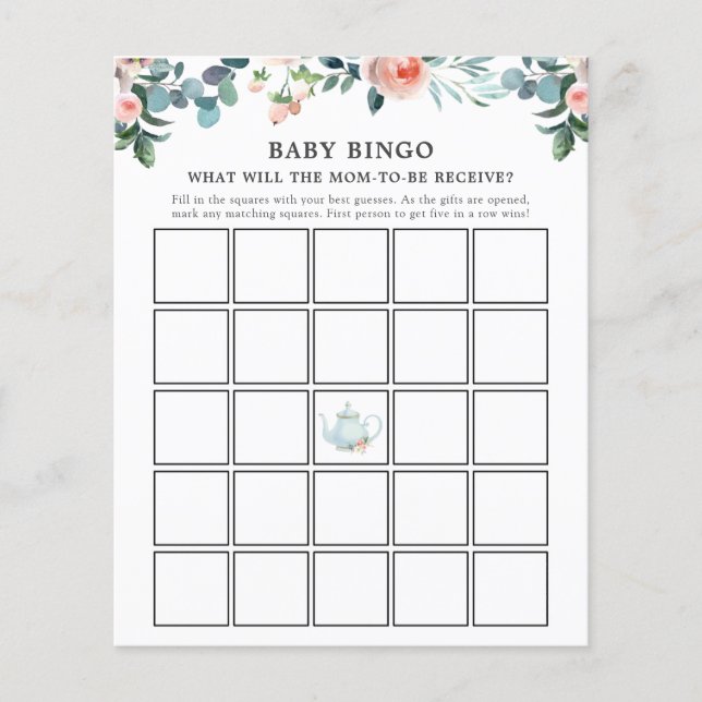 Papier Time for Tea Baby Bingo Game Card (Devant)