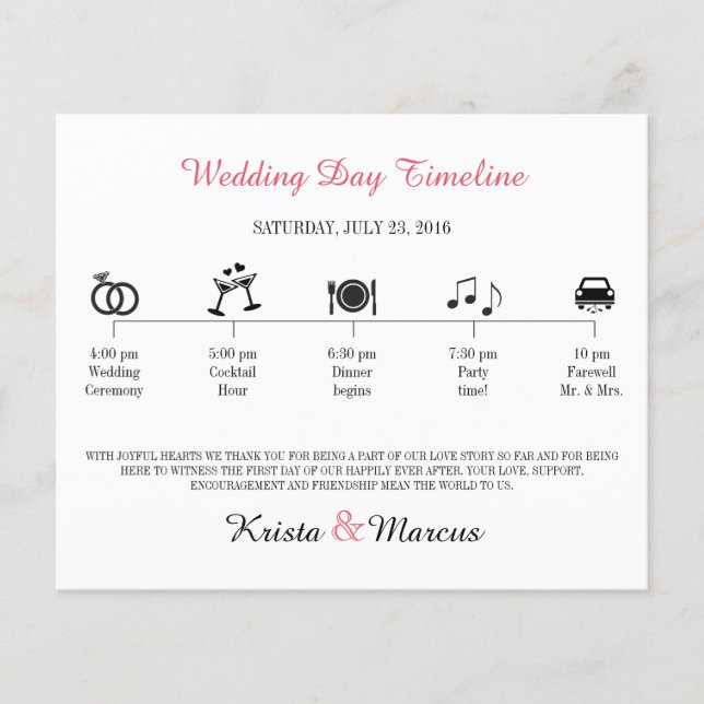 Papier Timeline Mariage d'icônes simples (Devant)