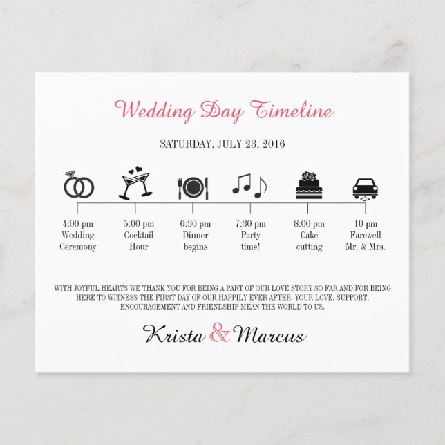 Papier Timeline Mariage d'icônes simples (Devant)