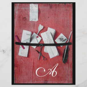 Papier TITULAIRE DE LETTRE EN BOIS MONOGRAM rouge blanc n