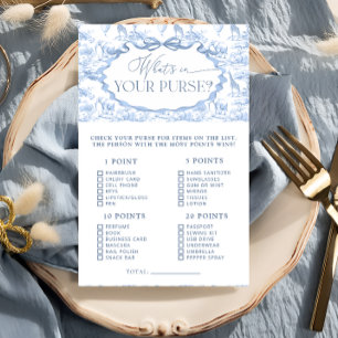 Papier Toile Safari Whats in Your Purse Baby shower Jeu