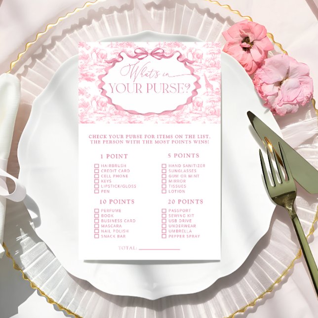 Papier Toile Safari Whats in Your Purse Baby shower Jeu (Créateur téléchargé)