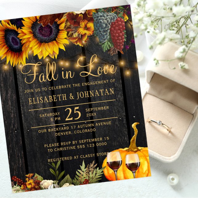 Papier Tomber amoureux fête d'engagement rustique Invitat (Créateur téléchargé)